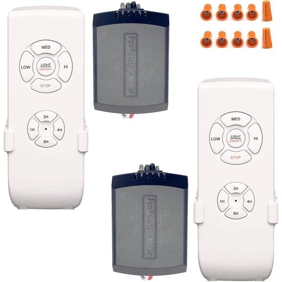2 Pack Fan Remote Control Kit, Small Size Receiver Ceiling Fan Remote Control Control for Hunter/Harbor Breeze/Westinghouse/Honeywell/Other Ceiling Fan Small Size