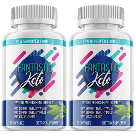 (2 Pack) Fantastic Keto - Keto Weight Loss Formula - Energy & Focus Boosting Dietary Supplements for Weight Management & Metabolism - Advanced Fat Burn Raspberry Ketones Pills - 120 Capsules