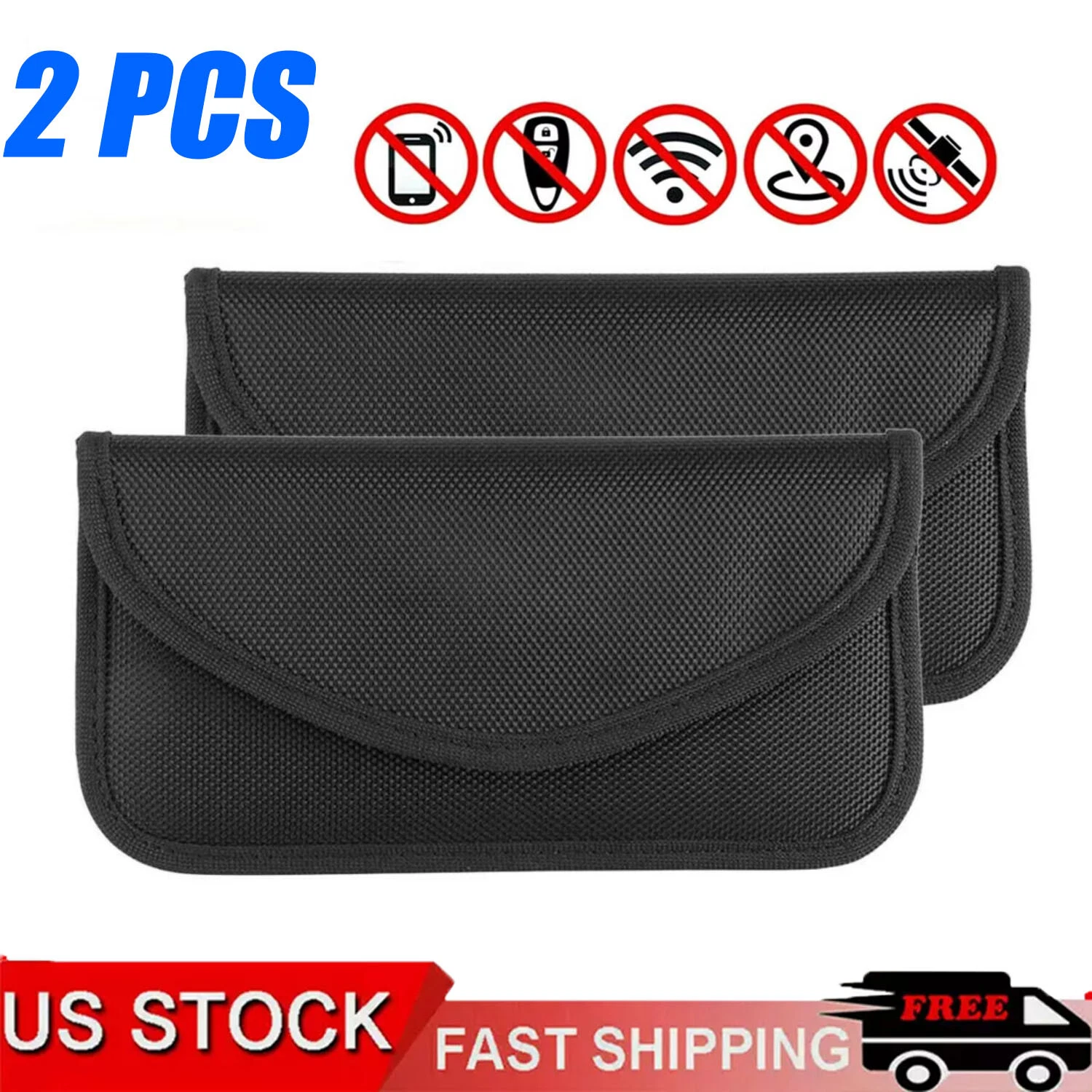 2 Pack Faraday Bag Cell Phone Wallet Blocker Radiation Signal Shielding Case