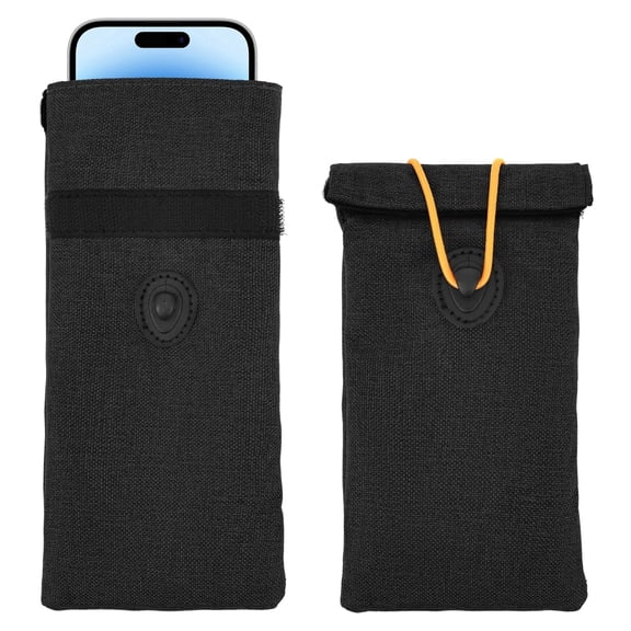 Faraday Bags for Phones and Pouch for Key Fob, Signal Blocking Bag with Elastic Closure for GPS RFID Privacy Protection, Car Keyless Entry Anti-Theft Protection, Canvas Black, 2-Pack