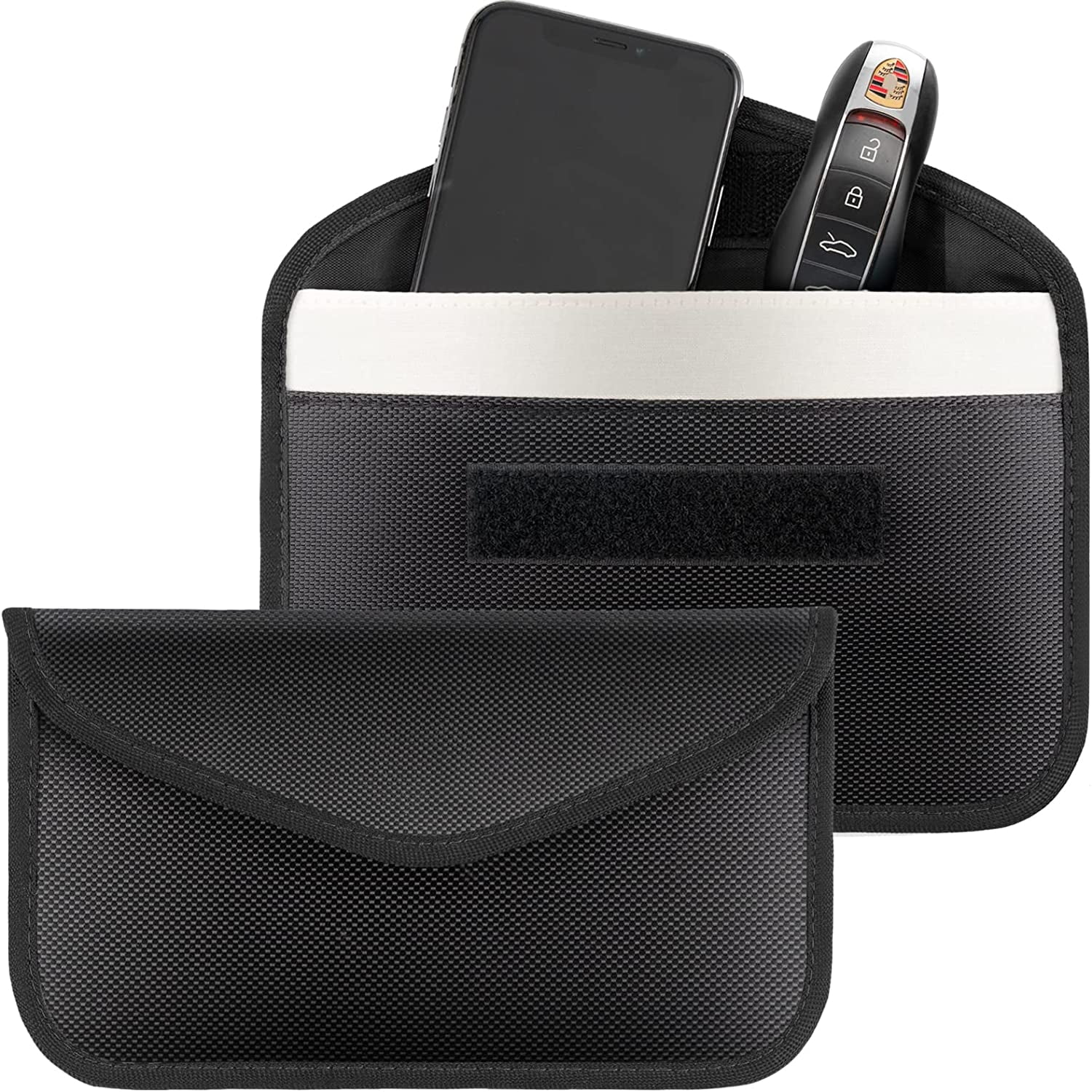 2 Pack Faraday Bags for Car Keys and Cell Phone, Signal Blocking Key Pouch Cage, Anti Theft Car