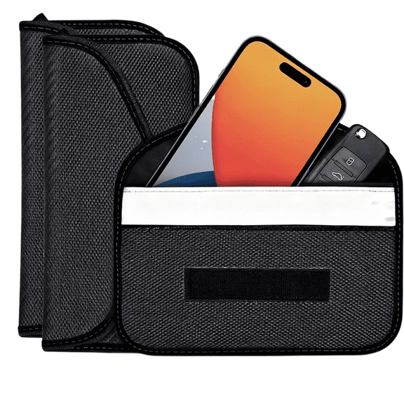 2 Pack Faraday Bags for Car Keys and Cell Phone, Signal Blocking Key Pouch Wallet, Anti-Tracking Anti Theft Car Protection, Cell Phone Signal Jammer WiFi/GSM/LTE/NFC/RFID, GPS Blocker Bag