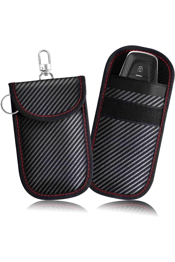 2 Pack Faraday Bags for Key Fob, Faraday Pouch Car Keys RFID Signal Blocking Holder Small, Keyless Entry Blocker Protector, Anti-Theft Security Cage Shielding Case, Carbon Fiber