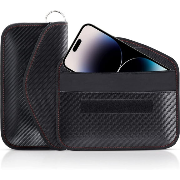 2 Pack Faraday Bags for Phones and Car Keys,RFID Signal Blocking Bag, Carbon Fiber Material Shielding Case for Cell Phone Privacy Protection & Key Fob, Anti-Tracking Anti-Hacking Case Blocker