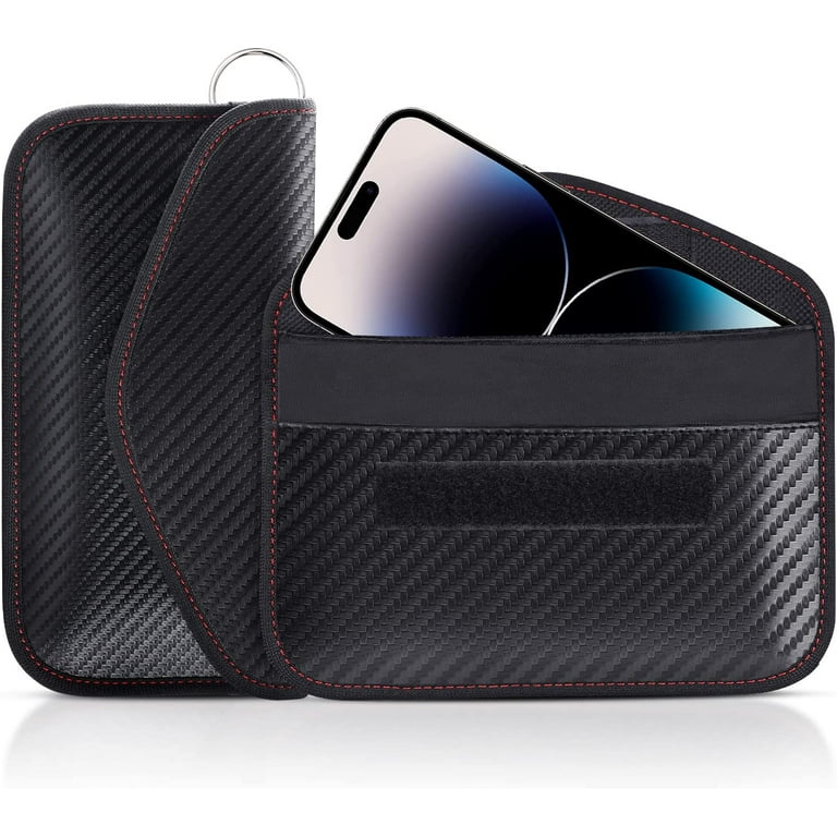 2 Pack Faraday Bags for Phones and Car Keys RFID Signal Blocking Bag Carbon Fiber Material Shielding Case for Cell Phone Privacy Protection Key Fob Anti Tracking Anti Hacking Case Blocker Walmart