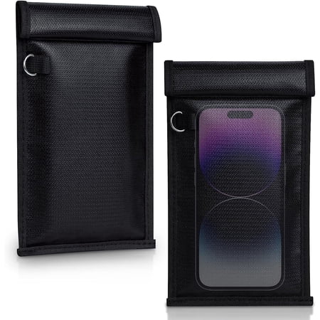2 Pack Faraday Bags for Phones & Car Keys, Signal Blocking Pouch, RFID/WiFi/GPS Shielding Case for Privacy Protection (Black)