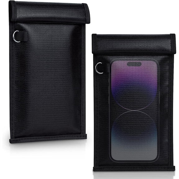 2 Pack Faraday Bags for Phones & Car Keys, Signal Blocking Pouch, RFID/WiFi/GPS Shielding Case for Privacy Protection (Black)