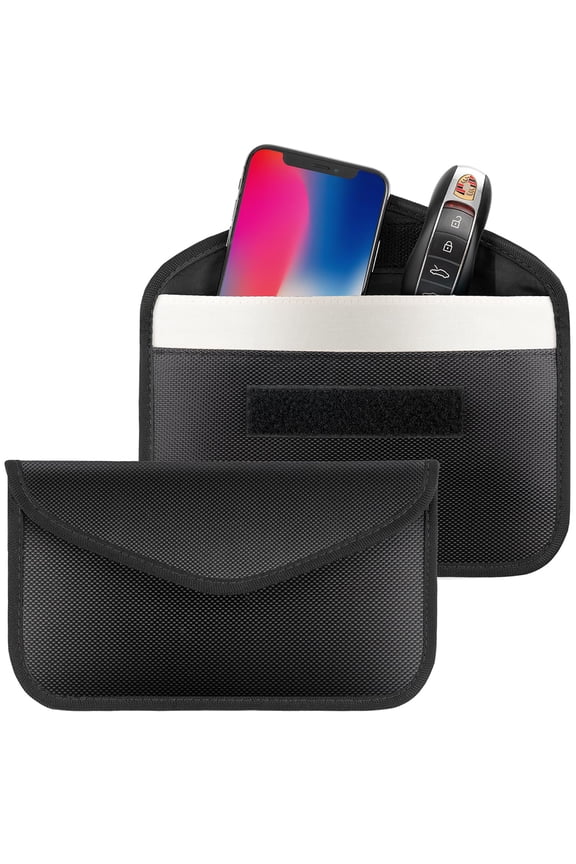 2 Pack Faraday Car Key Bag with Signal Blocking, Anti Theft Pouch for Cell Phones, Keyless Entry Fob Protector, Phone Signal Blocker for Vehicles