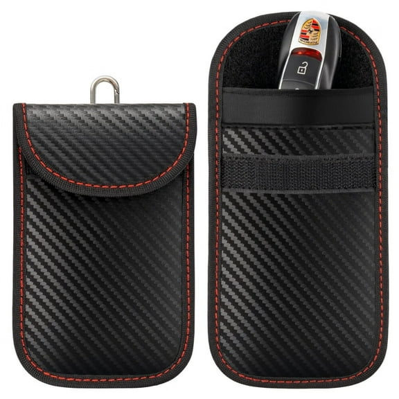 2 Pack Faraday Key Fob Protector,RFID Key Fob Protector Pouch,Faraday Bag Anti-Theft RFID Blocking EMF Cage for Keyless Car Key