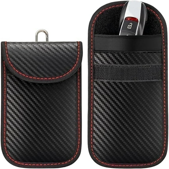 2 Pack Faraday Key Fob Protector, Scheam RFID Key Fob Protector Pouch, Faraday Bag Anti-Theft RFID Blocking EMF Cage for Keyless Car Key