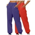 thumbnail image 1 of 2 Pack Fashion Sweatpants For Women Casual Loose Solid Color Home Purple Traning Track Pants Joggers For Workout S-2XL, 1 of 6