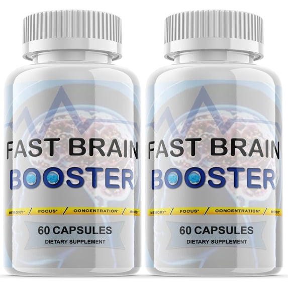 (2 Pack) Fast Brain Booster - Dietary Supplement for Focus, Memory, Clarity, & Energy - Advanced Cognitive Support Formula for Maximum Strength - 120 Capsules