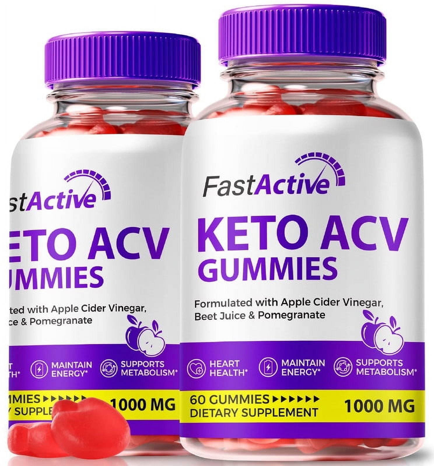 (2 Pack) FastActive Keto ACV Gummies, Official Fast Active Keto Plus ACV Gummys, Keto+ACV Supplement, Premium Apple Cider Vinegar, All Natural Wellness, 500mg Gomitas (120 Gummies)
