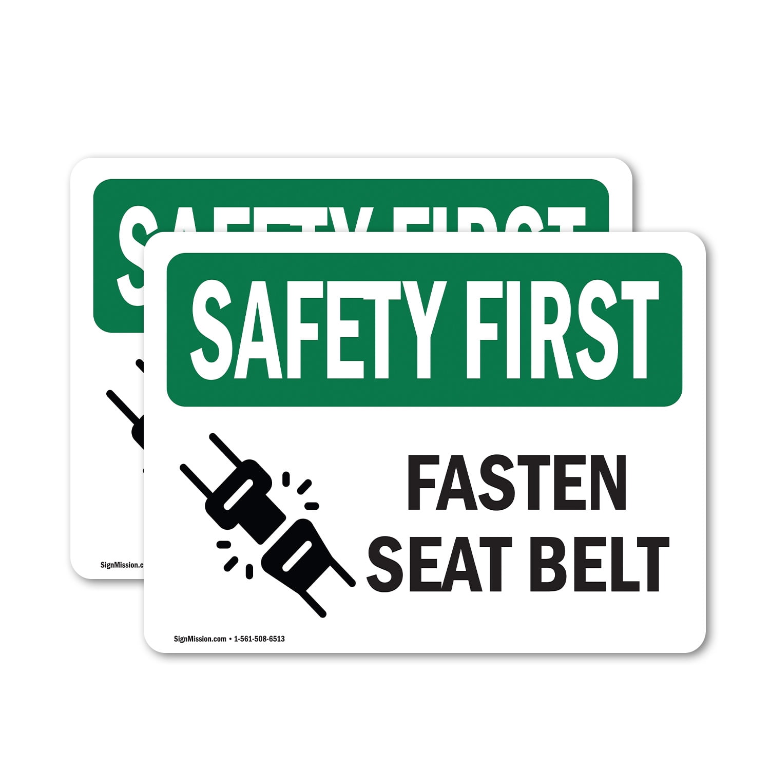 (2 Pack) Fasten Seat Belt OSHA Safety First Sign 7 Inch X 5 Inch Vinyl ...