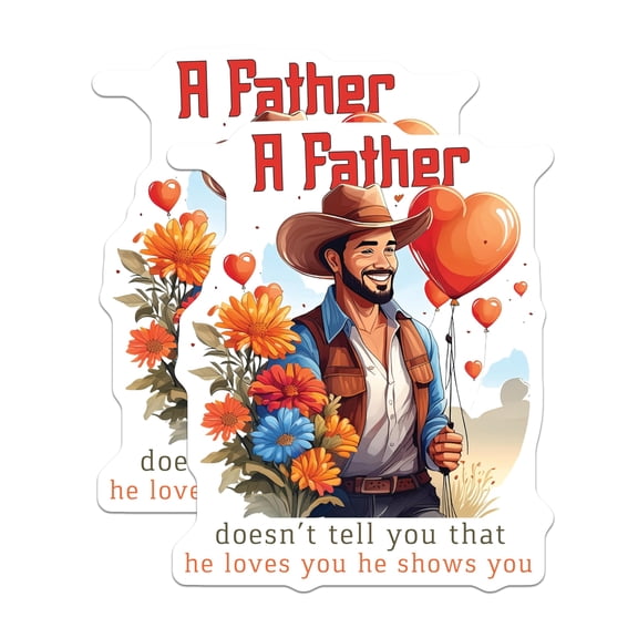 (2 Pack) A Father Doesn't Tell You That He Loves You He Shows You Magnets - Cowboy Dad Gift - Floral Magnetic for Dad - 5" On Longest Side - for Cars, Fridges, Toolboxes - Made in USA - MAG3713