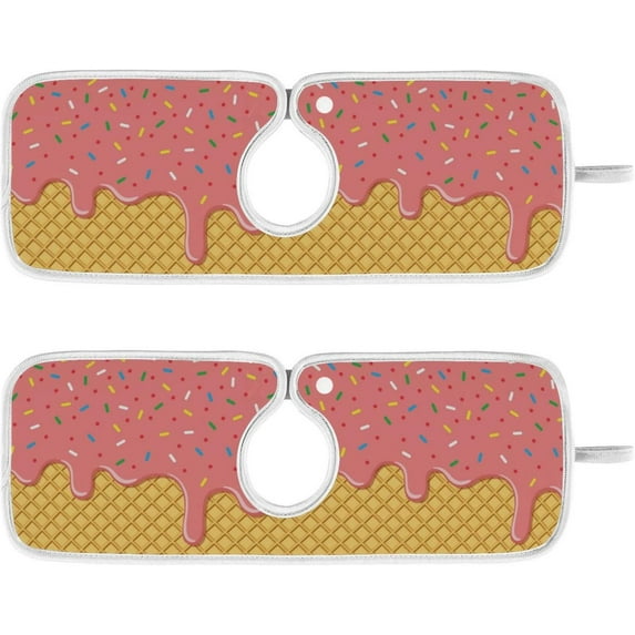 2 Pack Faucet Mat Splash Guard for Kitchen Sink, Flowing Strawberry with Rainbow 14x5 Inch Super Absorbent Microfiber Sink Protector Mat, Kitchen Sink Mat Machine Washable Kitchen Sink Accessories