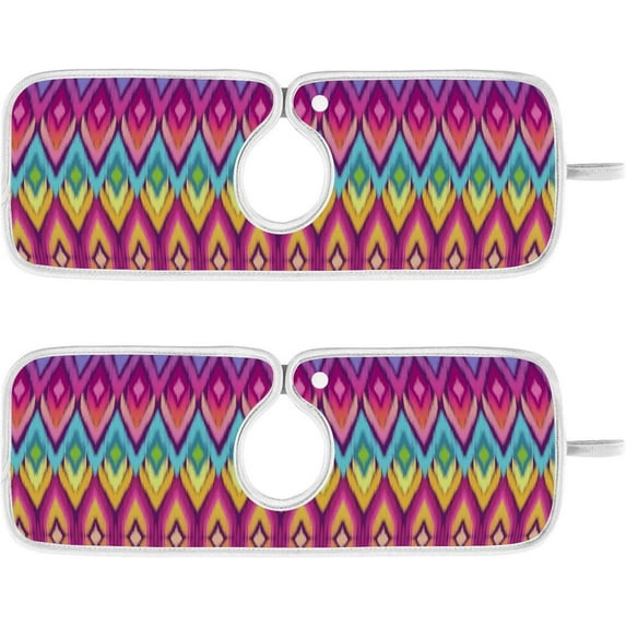 2 Pack Faucet Mat Splash Guard for Kitchen Sink,Rainbow Ikat Geometric Print 30x5 Inch Super Absorbent Microfiber Sink Protector Mat, Kitchen Sink Mat Machine Washable Kitchen Sink Accessories