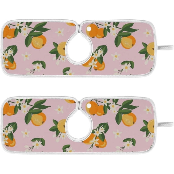 2 Pack Faucet Mat Splash Guard for Kitchen Sink,Summer Tropical Oranges and Flowers 30x5 Inch Super Absorbent Microfiber Sink Protector Mat, Kitchen Sink Mat Machine Washable Kitchen Sink Accessories