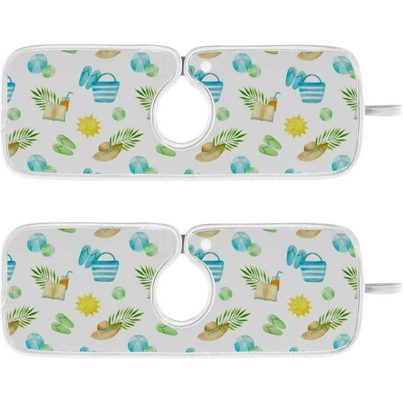2 Pack Faucet Mat Splash Guard for Kitchen Sink,Sun Hat Flip Flops Palm Leaves 30x5 Inch Super Absorbent Microfiber Sink Protector Mat, Kitchen Sink Mat Machine Washable Kitchen Sink Accessories