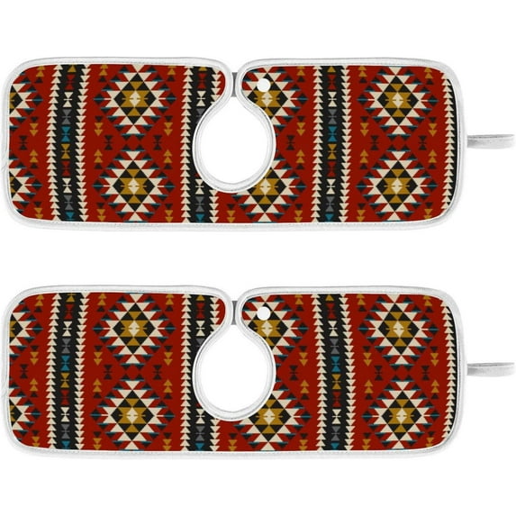 2 Pack Faucet Mat Splash Guard for Kitchen Sink,Tribe Colorful Geometric Patterns 30x5 Inch Super Absorbent Microfiber Sink Protector Mat, Kitchen Sink Mat Machine Washable Kitchen Sink Accessories