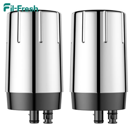 Fil-fresh 2-Pack Faucet Water Filter Replacement for Brita Faucet Filter Systems, Longlast Sink Faucet Filter, Reduce Chlorine and Lead, Chrome