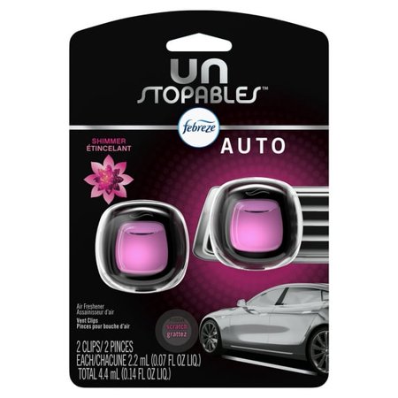 (2 Pack) Febreze Unstopables Car Odor Eliminating Air Freshener, Shimmer, 2 Count