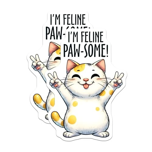 (2 Pack) I'm Feline Paw-Some Magnets - Cute Cat Magnets - Cat Lover Fridge Magnets - 5" On Longest Side - for Cars, Refrigerators, Toolboxes, Lockers - Made in USA BMCS3133