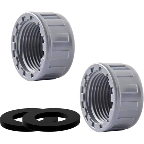2 Pack Female Thread Pipe Fitting Cap, 25mm Fitting Blanking Cap, PVC Blanking Stop Cap, Waste Pipe Blanking Cap wity Washer