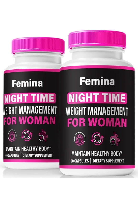 (2 Pack) Femina Capsules - Official Femina Night Time Supplement to Support Active Lifestyle and Fitness, Keto Pills For Lasting Energy, All-Natural Formula, Famina NightTime Reviews (120 Capsules)
