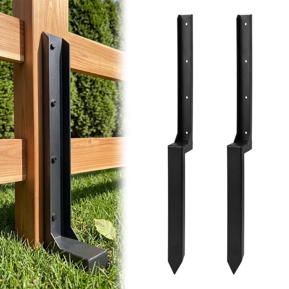 2 Pack Fence Post Repair Kit,Steel Fence Post Mender for Broken or Rotten Wooden Posts, Reinforced Ground Anchor Stake with Powder Coating for Garden, Yard and Patio Fencing