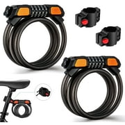 (2 Pack) Fenxyo Bike Locks High Security Bicycle Cable Lock 120cm/12mm, 5-Digit Waterproof Resettable Combination Chain Locks for Bike Cycling, Moto, Door, Orange