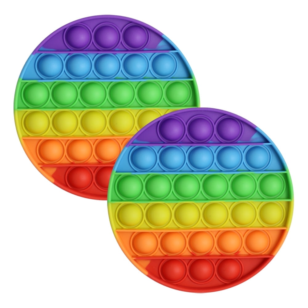 2-Pack Fenzer Pop Fidget Sensory Toys, Autism Special Needs Stress Relief Silicone Pressure Relieving Toys, Round and Square Squeeze Toys for Kids Children Adults