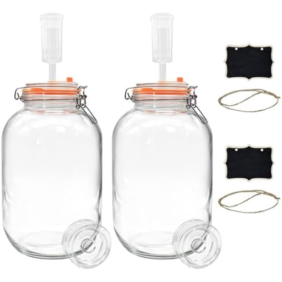 2 Pack Fermentation Jars with Weights & Airlocks, 1 Gallon Wide Mouth Kimchi Containers Pickle Jar Fermenting Jar Kit for Kombucha, Sauerkraut, Kimchi and Pickles$$Home Decor, Kitchen, & Other