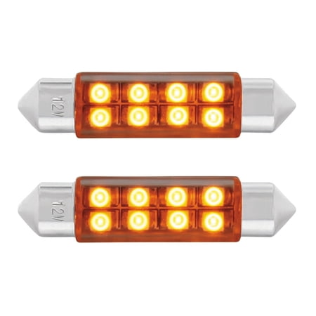 2 Pack Festoon Amber 8 SMD High Power LED 211-2 Light Bulb Interior Dome Light