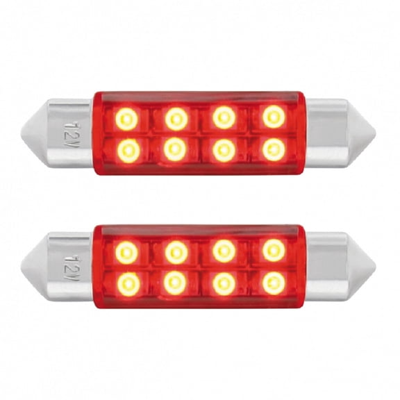 2 Pack Festoon Red 8 SMD High Power LED 211-2 Light Bulb Interior Dome Light