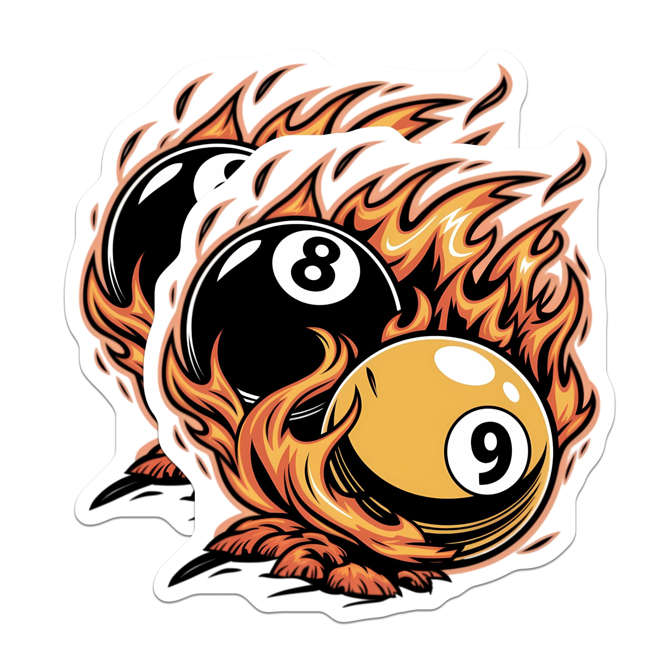 (2 Pack) Fiery Pool Balls Stickers - Flaming Billiards Decals - 8 Ball ...