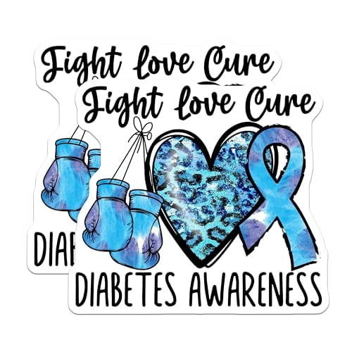 (2 Pack) Fight Love Cure Magnets - Diabetes Awareness - Blue Ribbon ...