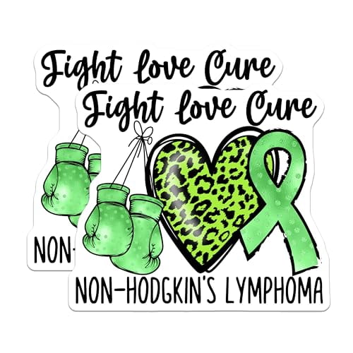 (2 Pack) Fight Love Cure Non Hodgkin's Lymphoma Magnets - Awareness Magnets - Inspirational Magnets - 5" On Longest Side - for Cars, Fridges, Toolboxes - Made in USA - MAG4289