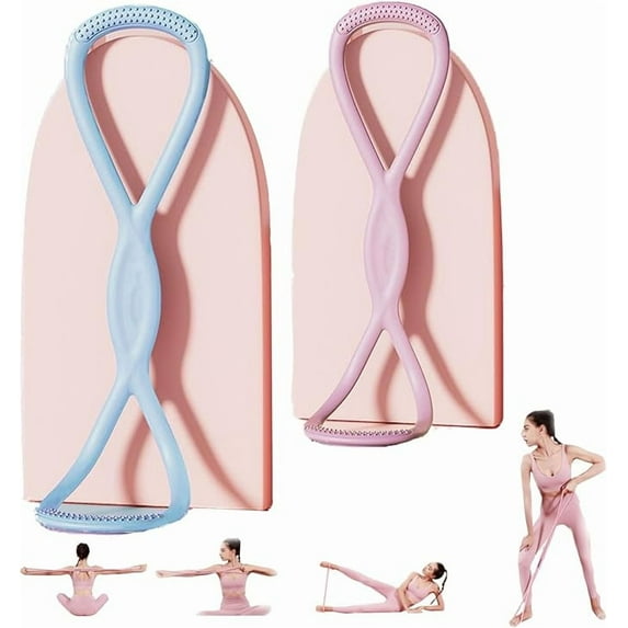 2 Pack Figure 8 Resistance Bands for Women 25 lbs 8 Shaped Exercise Bands for Arms, Back, Shoulders, Legs and HIPS Working Out - Transform Your Body in Just 10 Minutes/Day (B+P 25p)