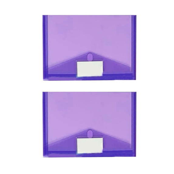 2 Pack File Folders,Plastic Envelopes with Label Pocket,A4 Size Clear Poly Envelopes,Durable Filing Envelopes Pouch for Document Organization Storage,Home & Office Supplies(13.4x9.4")(Purple)