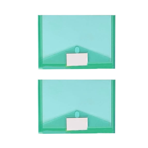 2 Pack File Folders,Plastic Envelopes with Label Pocket,A4 Size Clear Poly Envelopes,Durable Filing Envelopes Pouch for Document Organization Storage,Home & Office Supplies(13.4x9.4")(Green)