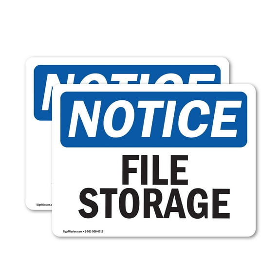 (2 Pack) File Storage OSHA Notice Sign 18 Inch X 12 Inch Vinyl Label Decal Sticker Weather Resistant, UV Protected for Workplace, Business, and Construction Site, Made in the USA
