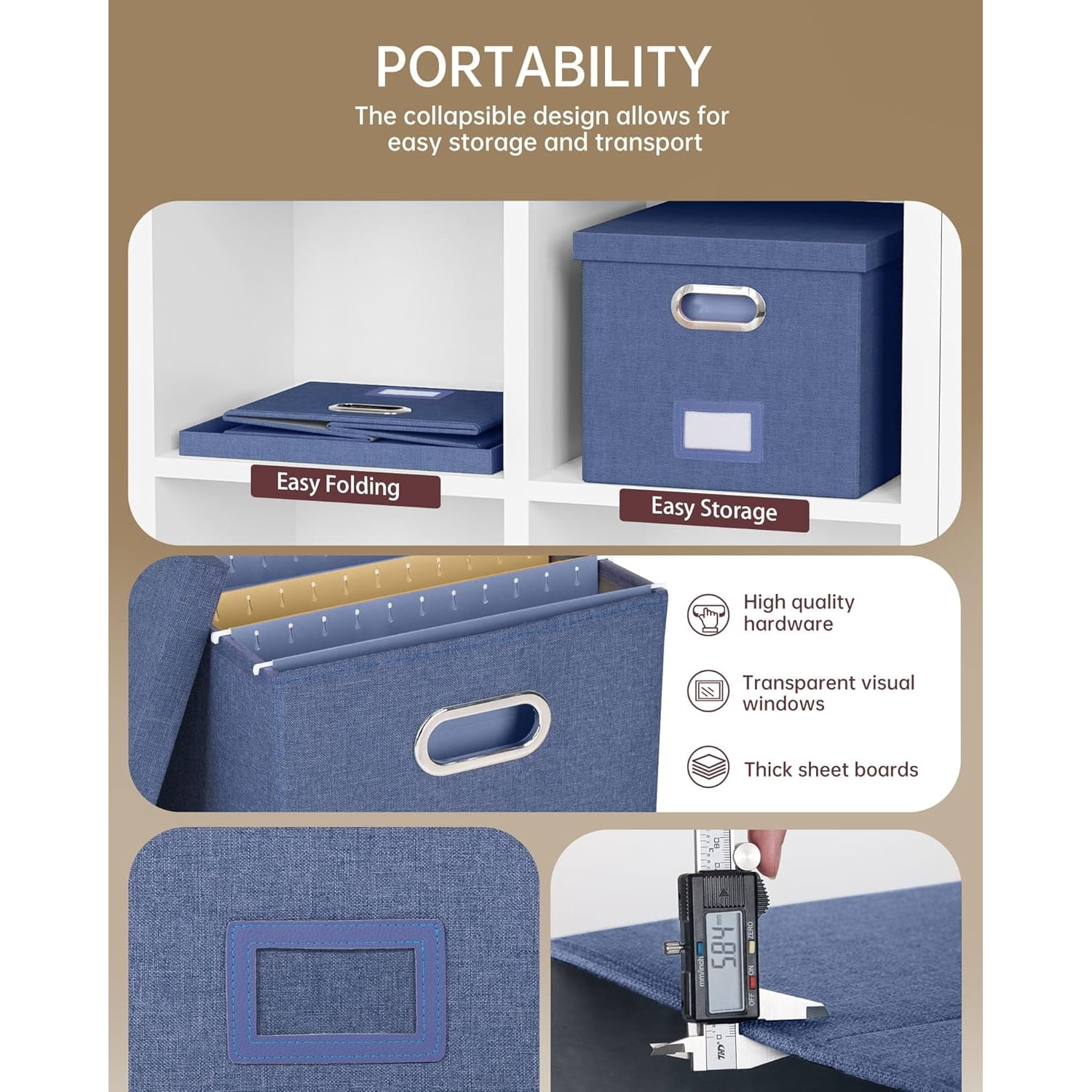 2 Pack File Storage Organizer, Document Organizer, Portable File Box ...