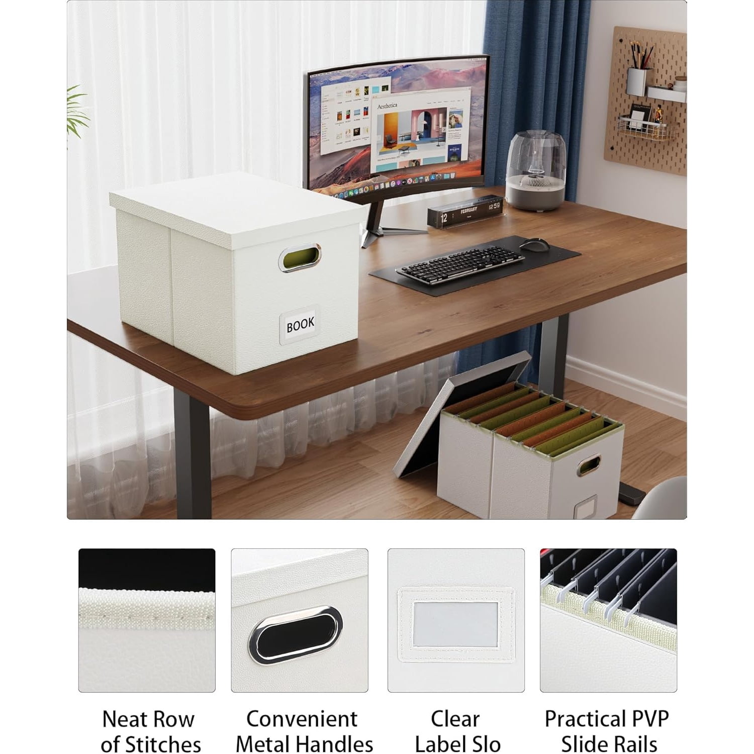 2 Pack File Storage Organizer, Portable File Box with Lid, Fit for ...