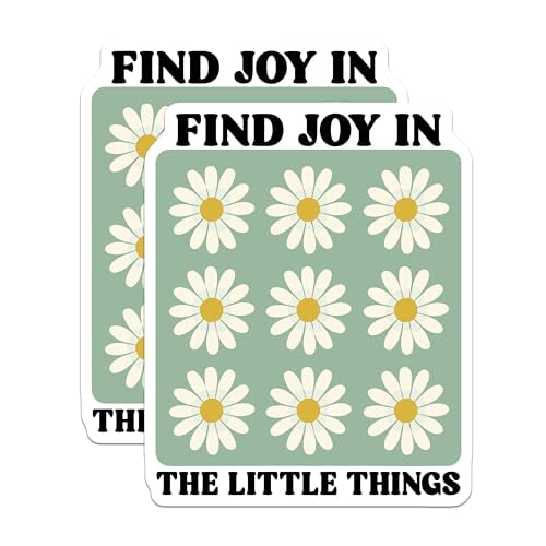 (2 Pack) Find Joy in The Little Things Magnets - Inspirational Quote Home - Cute Daisy Pattern Magnet - 5" On Longest Side - for Cars, Fridges, Toolboxes - Made in USA - MAG3860