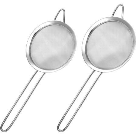 2 Pack Fine Mesh Strainer, Small Stainless Steel Sieves with Handles, for Steeping Loose Leaf Tea, Straining Cocktail, Juice and Sifting Flour, Powdered Sugar