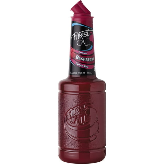 2 Pack-Finest Call Premium Raspberry Fruit Puree Drink Mix, 1 Liter Bottle (33.8 Fl Oz), Individually Boxed Packaing mayvary