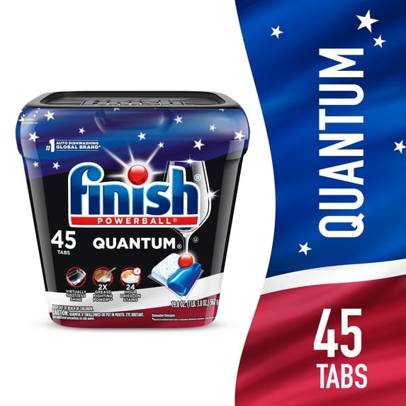 2 Pack Finish Quantum Dishwasher Pods, No Pre-Rinse Dishwasher Detergent Tabs Soap, Advanced Clean, 45 Count