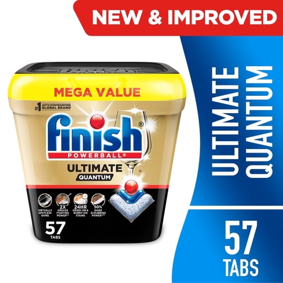 2 Pack - Finish Ultimate Quantum Dishwasher Pods, Dishwasher Detergent Dish Soap, 50% More Cleaning Power, 57 Tabs