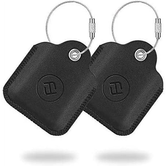 [2 Pack] Fintie Genuine Leather Case for Tile Mate (2022/2020/2018/2016), Tile Pro (2020/2018), Tile Sport, Tile Style, Cube Pro Key Finder Phone Finder, Anti-Scratch Skin Cover with Keychain